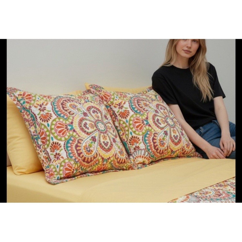 Fiesta Ellison Pillow Shams Set of 2 King Floral Print Colorful Cotton